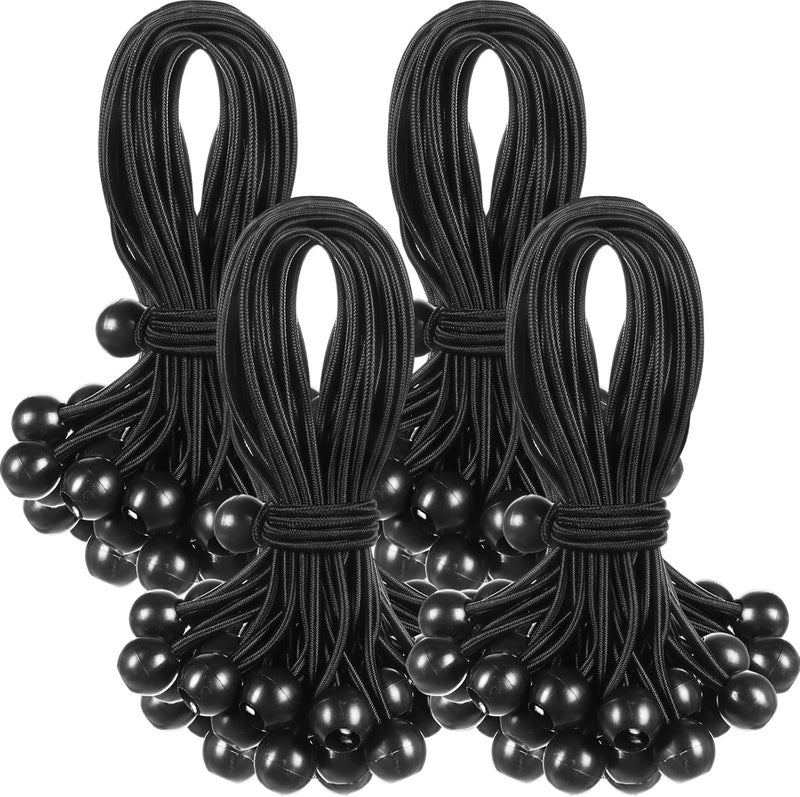 Wowangce 100 Pcs Ball Bungee Cords - 12 Inch Bulk Bungee Balls - Heavy Duty Outdoor/Indoor for Shelter, Camping, Canopy, Cargo Tents, Poles (Black) - Image 1